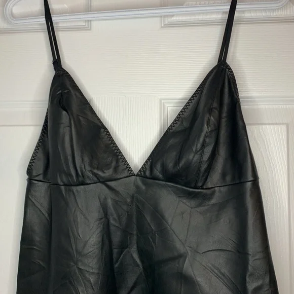 Victoria’s Secret Sexy Black Faux Leather Lingerie Slip Dress Size Medium - Picture 2 of 10